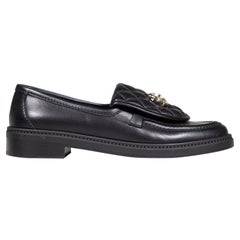 Chanel Black Leather CC Turnlock Quilted Loafers Size IT 39