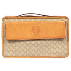 Céline Beige Coated Canvas & Leather Clutch