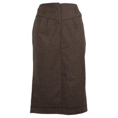 Miu Miu Grey Wool Midi Skirt Size XS