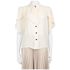 Alessandra Rich Ecru Silk Crepe De Chine Blouse Size S