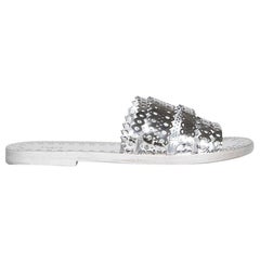 Azzedine Alaïa Silver Leather Laser Cut Sandals Size IT 40