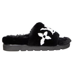 Louis Vuitton Black Mink Fur Pool Pillow Slides Size IT 38
