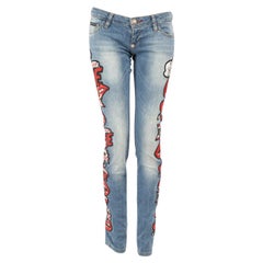 Philipp Plein Blue Denim Embellished Skinny Jeans Size S