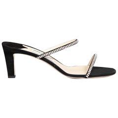 Jimmy Choo Black Suede Brea 65 Crystal Sandals Size IT 40