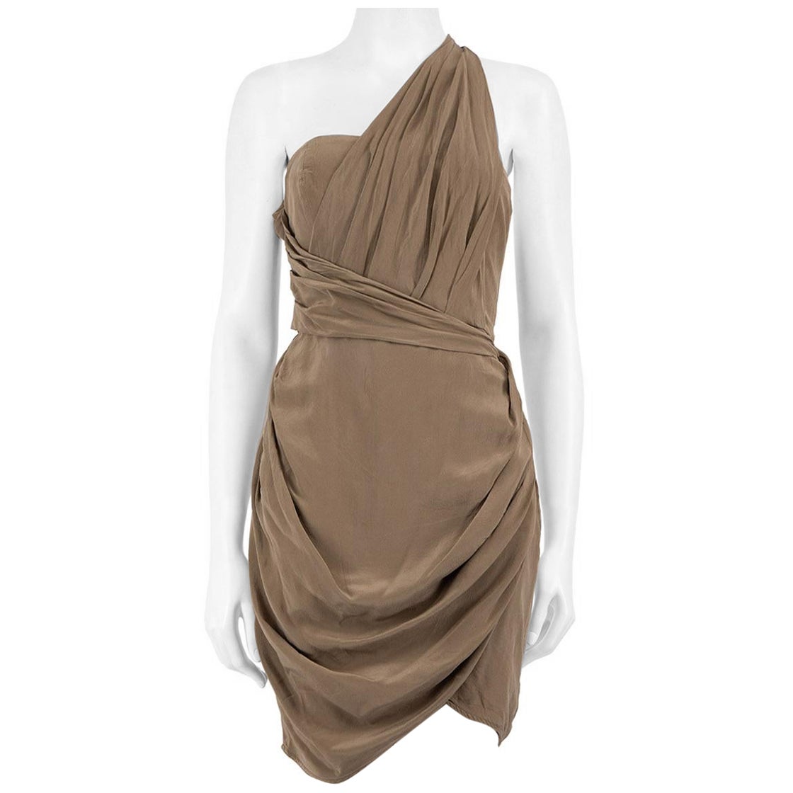 Zimmermann Taupe Drape Detail Mini Dress Taglia S in vendita