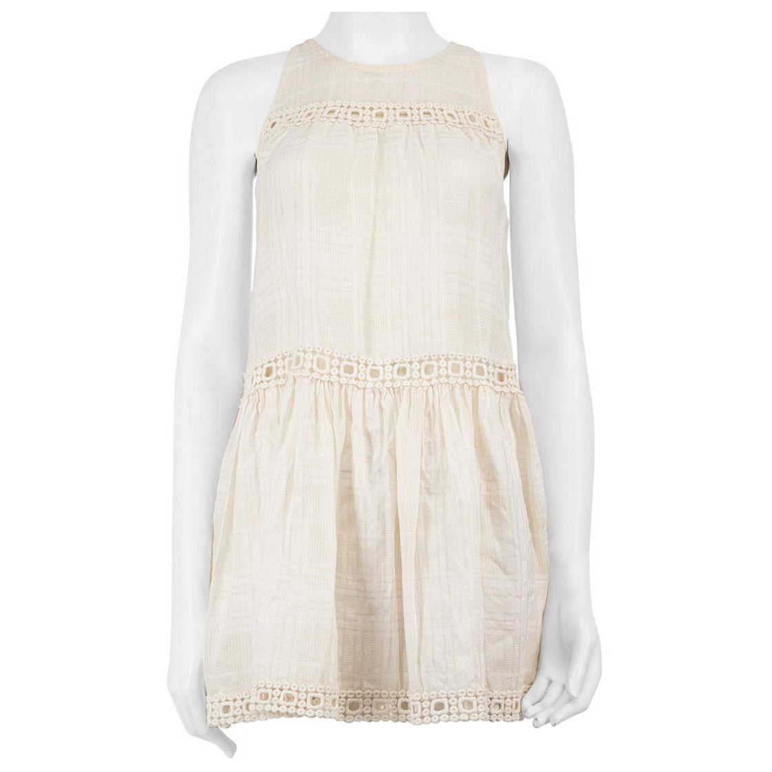 Zimmermann Cream Lace Pattern Tiered Dress Size M For Sale