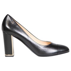Chanel Black Leather Interlocking CC Pumps Size IT 42