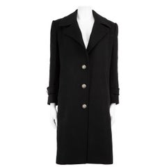 Balmain Black Wool Single-Breasted Coat Size XL