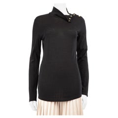 Balmain Black Button Detail Turtleneck Jumper Size L
