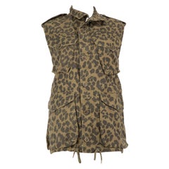 Saint Laurent Khaki Leopard Print Vest Size XS