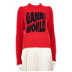 Ganni Red Wool Ganni World Jumper Taglia S