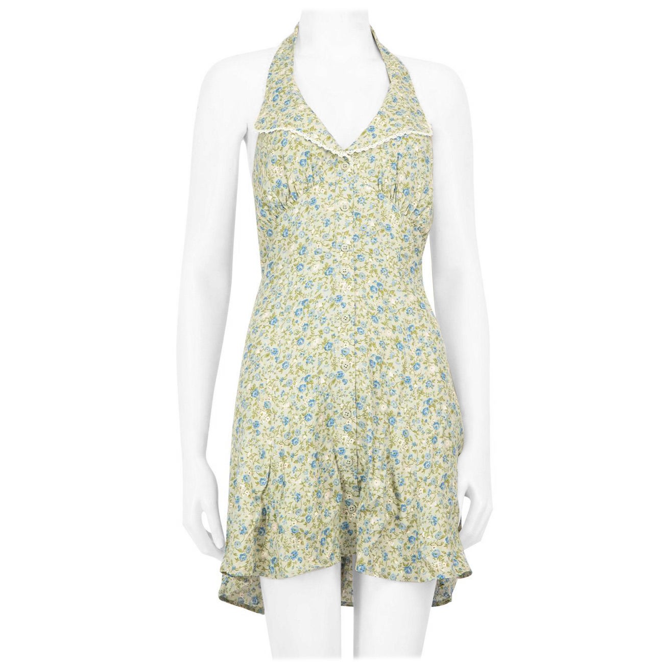 Mini robe à col bénitier à fleurs vertes Reformation, taille M