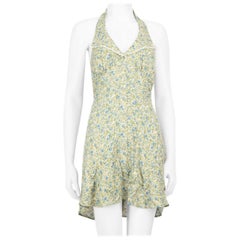 Reformation Green Floral Halter Neck Mini Dress Size M