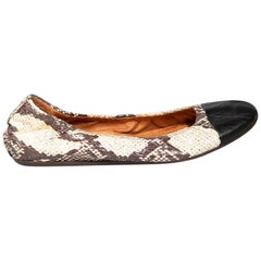 Lanvin Snakeskin Leather Panelled Ballet Flats Size UK 4.5