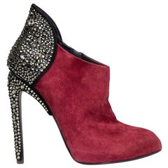 Giuseppe Zanotti Stivali di cristallo in pelle scamosciata bordeaux Taglia IT 39