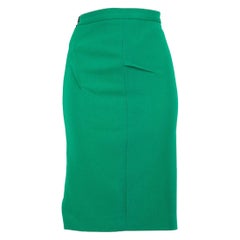 Roland Mouret Green Pleated Back Detail Zip Skirt Size XS