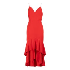 Alice + Olivia Red Tiered Skirt Midi Dress Size L