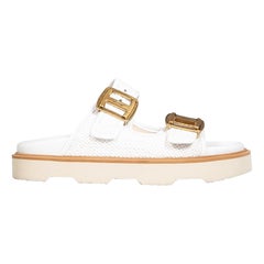 Hogan White Buckled Strap Slides Taglia IT 37.5