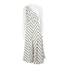 Sportmax Vestito midi a righe bianche con scollo a V taglia M.