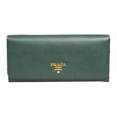 Prada Green Saffiano Leather Continental Flap Wallet