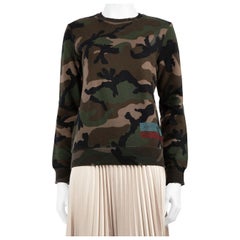 Valentino Garavani Khaki Camouflage Distressed Sweatshirt Size XS