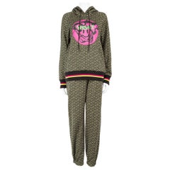 Versace Khaki Graffiti Medusa Logo Tracksuit Set Size XXS