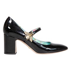 Gucci Black Patent Lois Bee Mary Jane Pumps Size IT 38.5