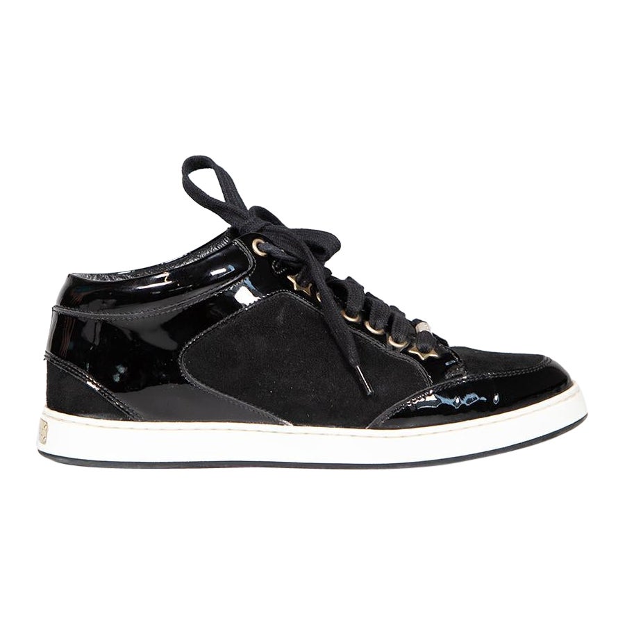 Jimmy Choo Black Patent Lace Up Trainers Size IT 35.5