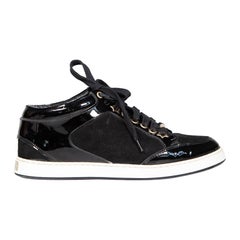 Jimmy Choo Black Patent Lace Up Trainers Talla IT 35.5