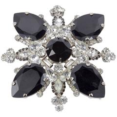 Sorrell Original Starburst CZ Rhinestone and Onyx Brooch Pin Pendantt 1
