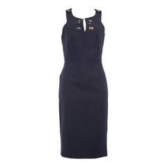 Roland Mouret Navy Eyelet Stud Knee Length Dress Size M