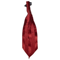Saint Laurent Red Silk Dot Pattern Neck Scarf