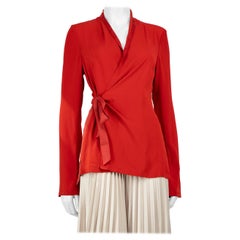 Rick Owens Larry A/I 19 Camicetta rossa a maniche lunghe con lacci Taglia L.