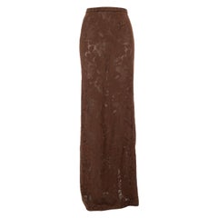 Dolce & Gabbana D&G Brown Lace Maxi Skirt Size XXL