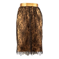Dolce & Gabbana Rock mit Lederbesatz und Spitzeneinsatz und Lederbesatz Größe XXL