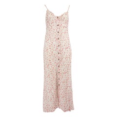 Ganni, abito midi con motivo floreale rosa, taglia S