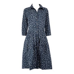 Samantha Sung Navy Polkadot Midi Dress Size XL
