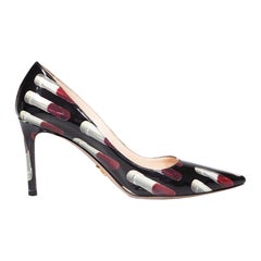 Prada Lipsticks Pattern Patent Leather Pumps Size IT 37