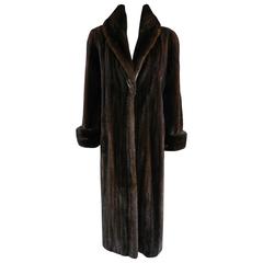 Carolina Herrera New York Dark Brown Mink Long Fur Coat