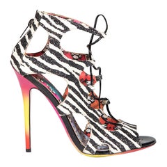 Jimmy Choo Zebra Rob Pruitt Diffuse Sandals Size IT 39