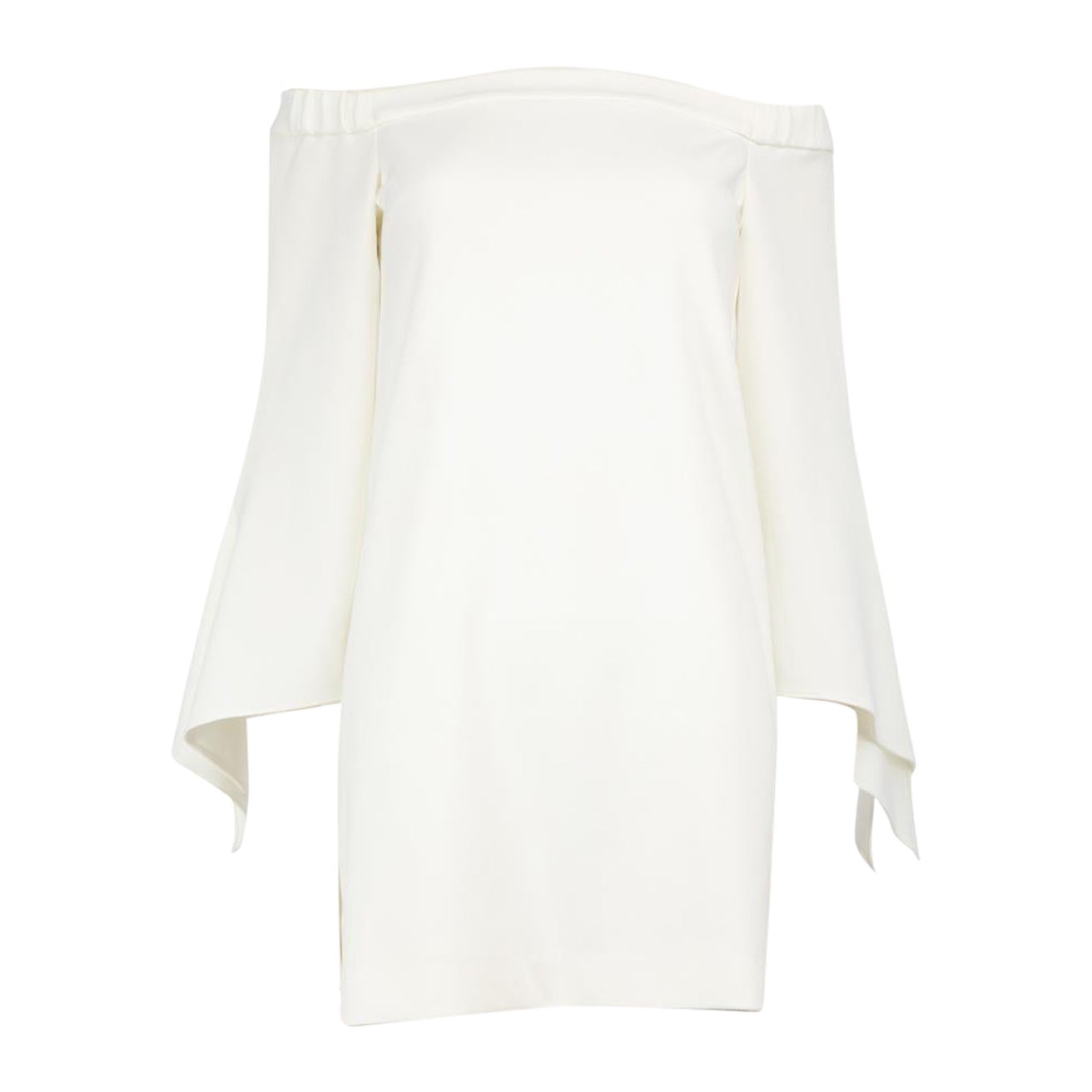Tibi Mini Vestido Blanco de Mangas Acampanadas sin Hombros Talla XXXS en venta