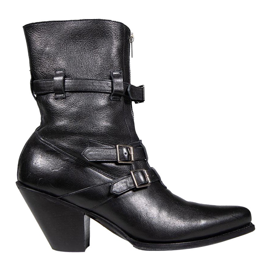 Céline Black Leather Berlin Ankle Boots Size IT 40 For Sale