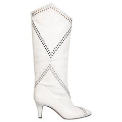 Isabel Marant White Leather Eyelet Accent Boots Size IT 37