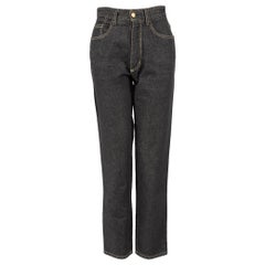Moschino Jeans en denim noir avec écusson en cuir Taille M