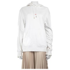 Helmut Lang, felpa con cappuccio stampata con logo bianco, taglia M.