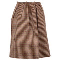 Miu Miu Brown Wool Gingham Knee Length Skirt Size M