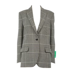 Off-White Grey Houndstooth Embroidered Blazer Size S