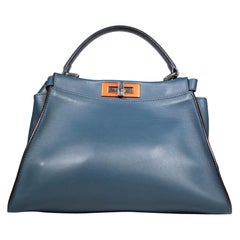Fendi Blue Leather Peekaboo with Floral Strap