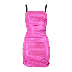 Dolce & Gabbana Pink Metallic Ruched Mini Dress Size XS