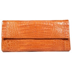 Nancy Gonzalez Dunkelbraune Krokodilleder-Clutch